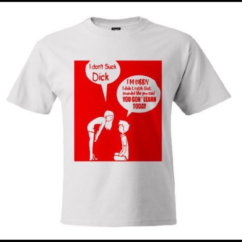 Men’s funny white T-shirt with Red Picture.